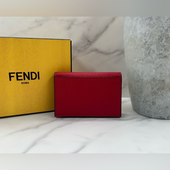 🔥NEW! RARE! FENDI•FF Pebbled Leather Flap Card Holder - Picture 3 of 6